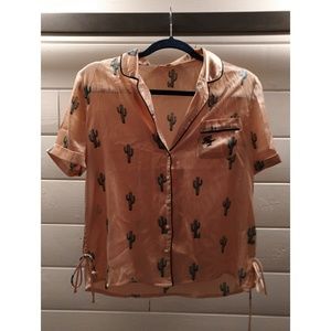 ASOS Cactus Satin Pajama Set